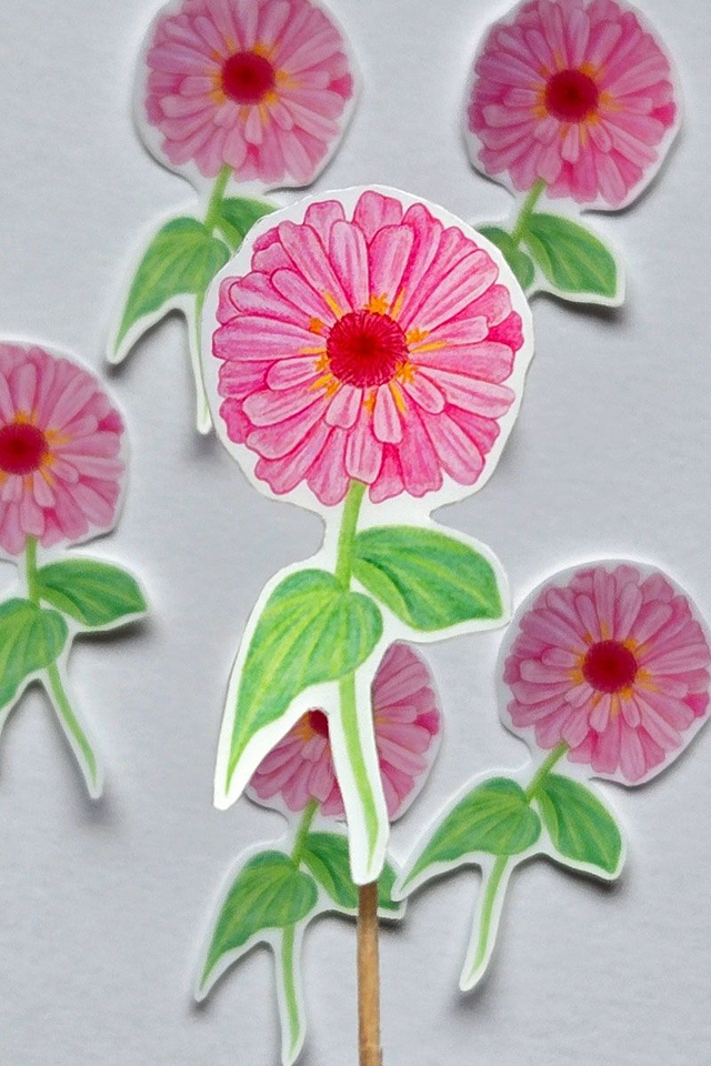 Sticker fleur zinnia