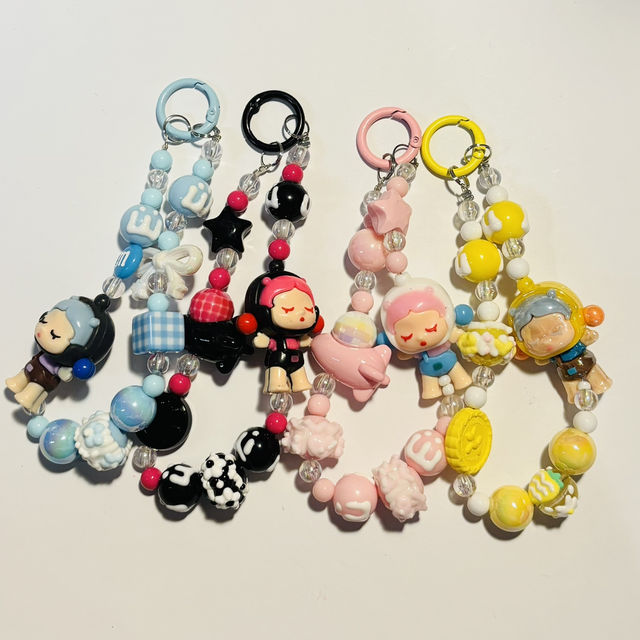 Beaded figure phone/bag/key charm in 4 colour designs