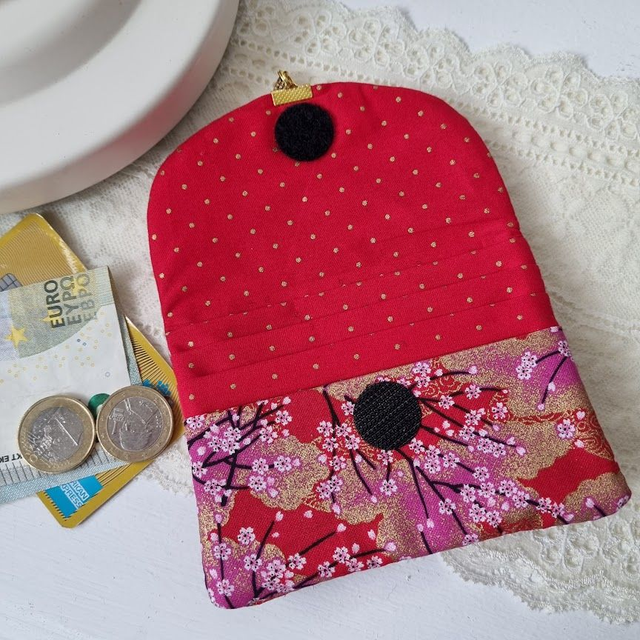 Porte-carte &amp; pièces &quot;Akina&quot; rouge doré