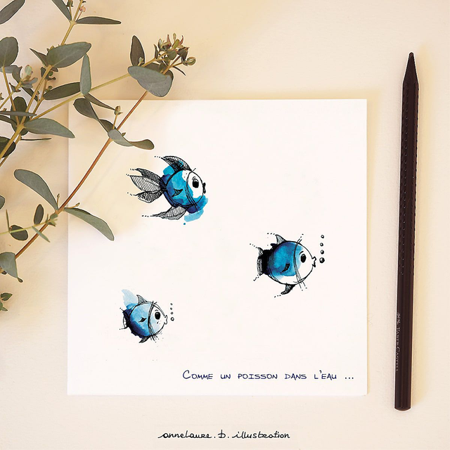 Carte &quot;Comme un poisson dans l&#039;eau&quot;