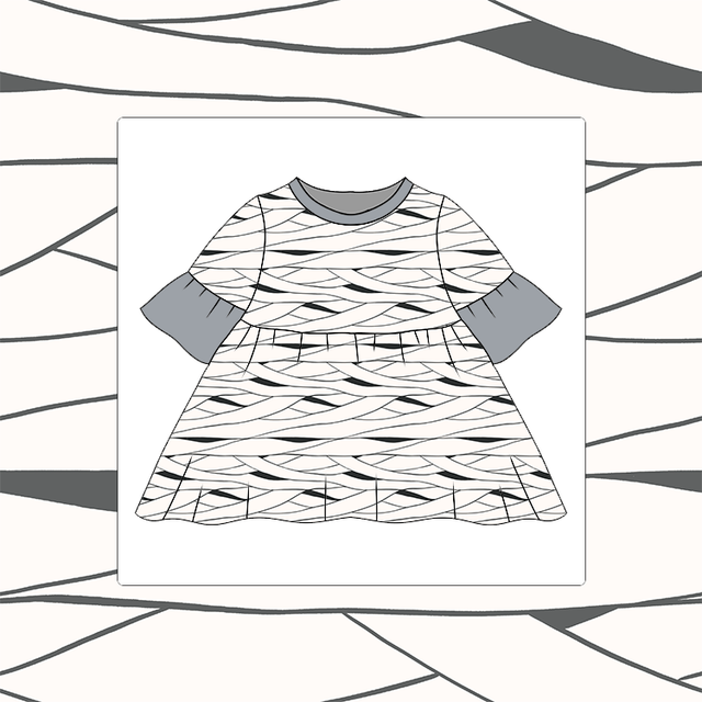 Mummy Print Bell Sleeve Dress