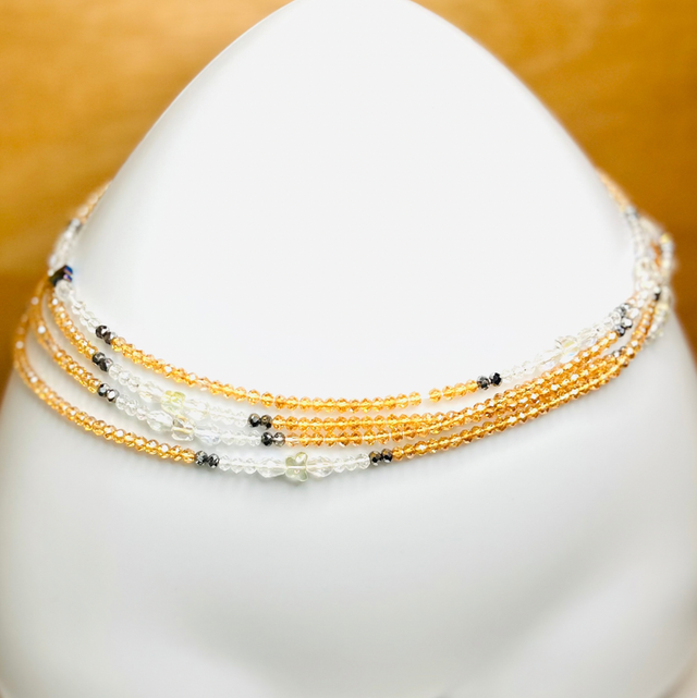 Sweet Clarity Heupketting  Heupketting 120cm– Kristal & Roze Hartjes