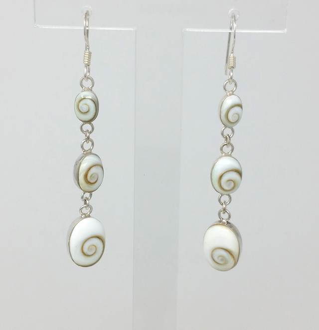 PAIRE DE BOUCLES D&#039;OREILLES OEIL DE STE LUCIE 3 YEUX OVALES BO267