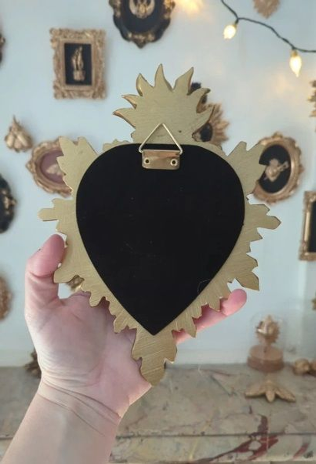 Miroir Cœur Sacré doré – style baroque et spirituel