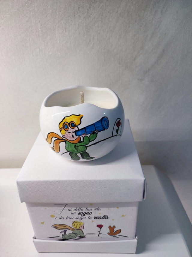 Candela in vaso ceramica collezione piccolo principe