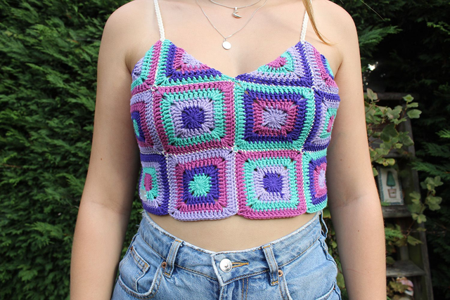 Groovy Granny Square Crop Top 