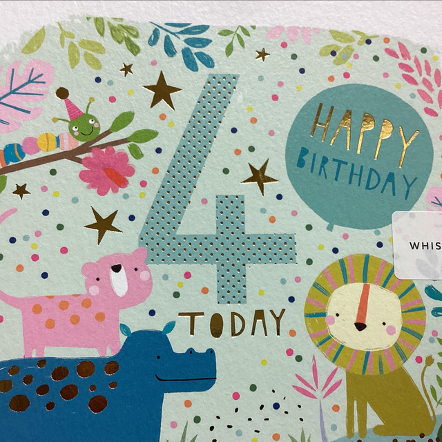 Birthday Age 4th (Blue Hippo) WF