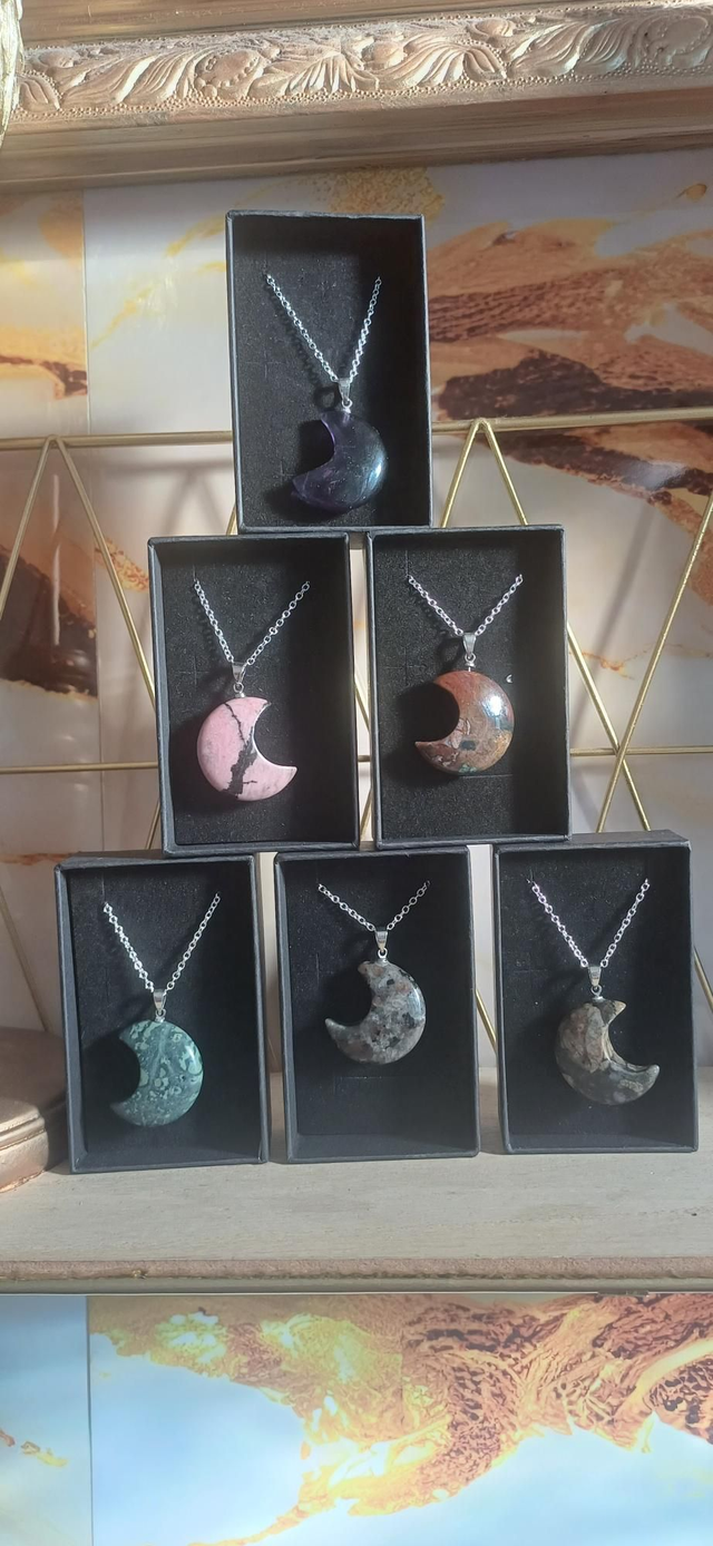 Crescent Moon Crystal Pendant on 18 inch silver-plated chain