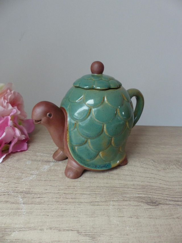 Rare Théière Tortue en Grès du Japon - Création Artisanale Vintage pour Amoureux du Thé et des Tortues - Céramique Animalière de Collection