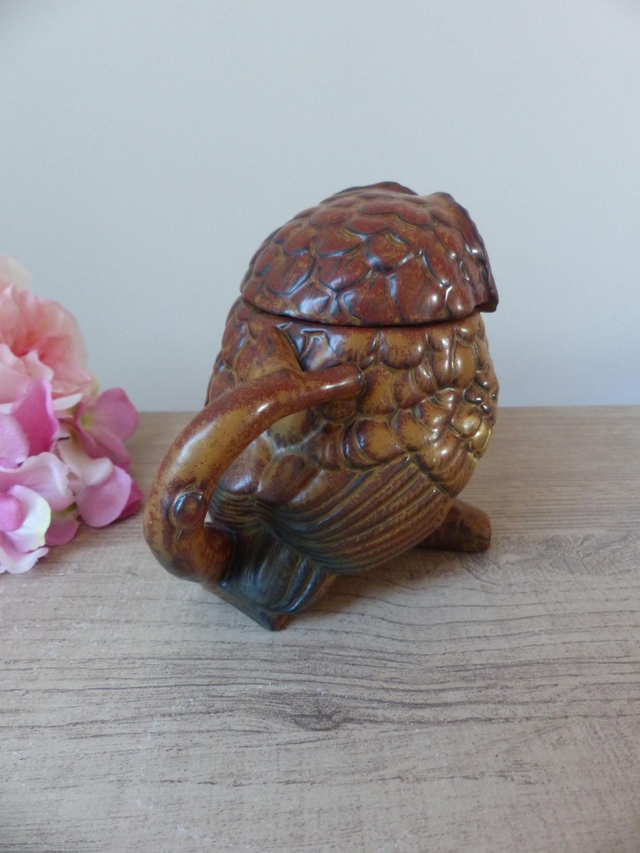 Théière Chouette Vintage en Grès Japonais - Authentique Création Japonaise - Collection pour Amateur de Théières, Oiseaux Artisanat Japonais