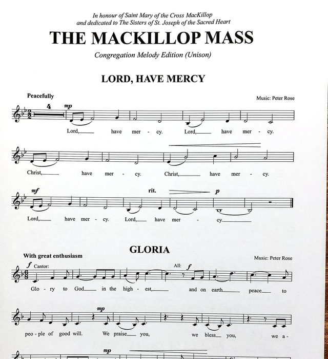 RCM110 THE MACKILLOP MASS  Congregation Edition © Peter Rose