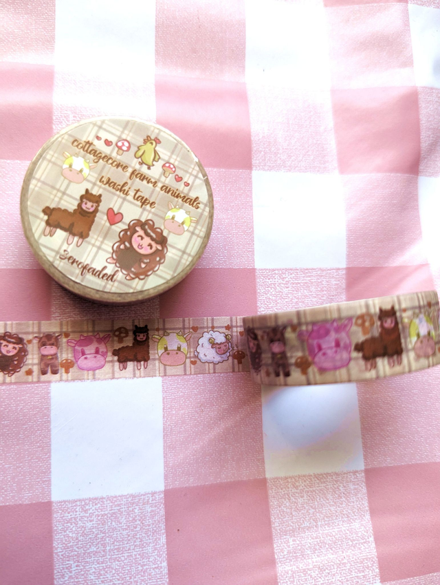 Cottagecore Animals Washi Tape - cottagecore, washi paper, washi tape cute, washi tape set, washi tape samples, scrapbooking, scrapbook supplies