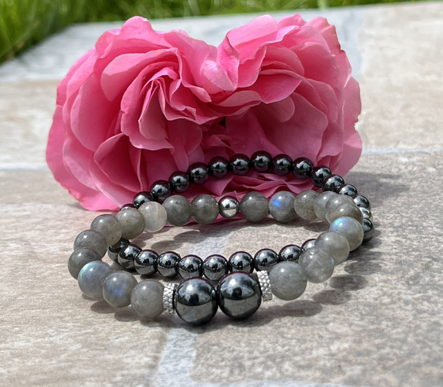 Duo de Bracelets Labradorite (A) et Hématite 