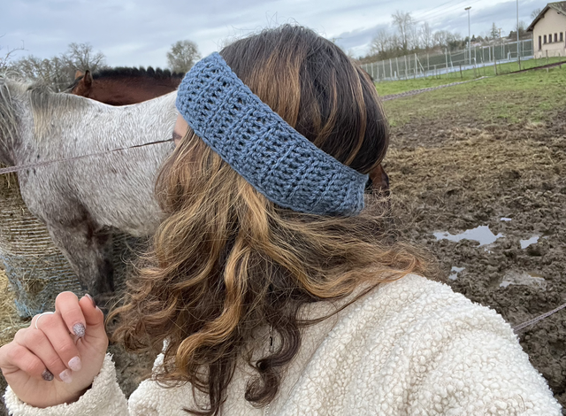 Bandeau crochet Améthyste - Bleu pétrole