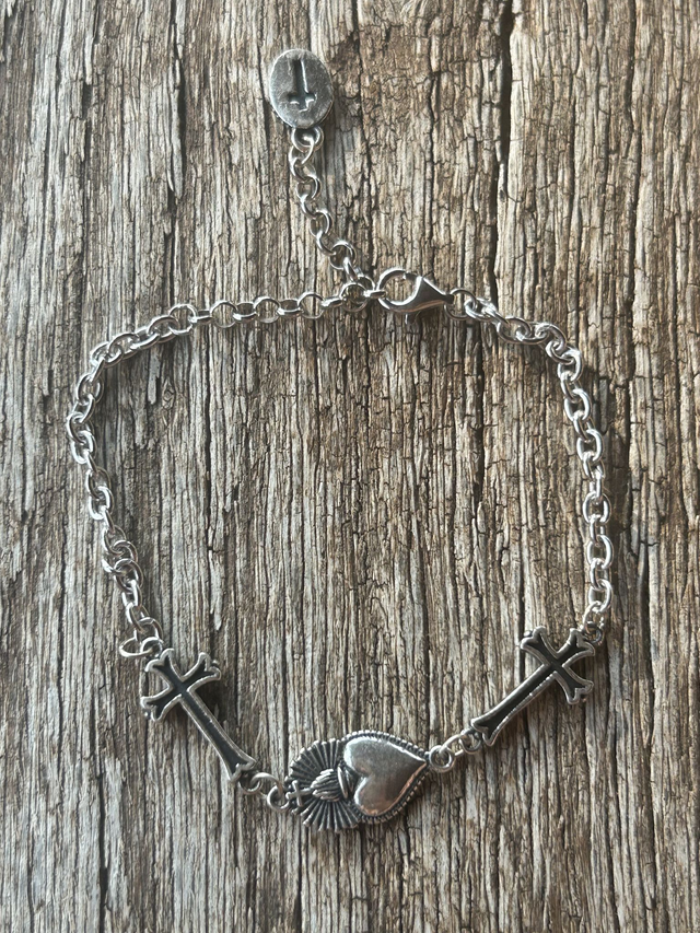 Bracciale 2 croci 1 cuore