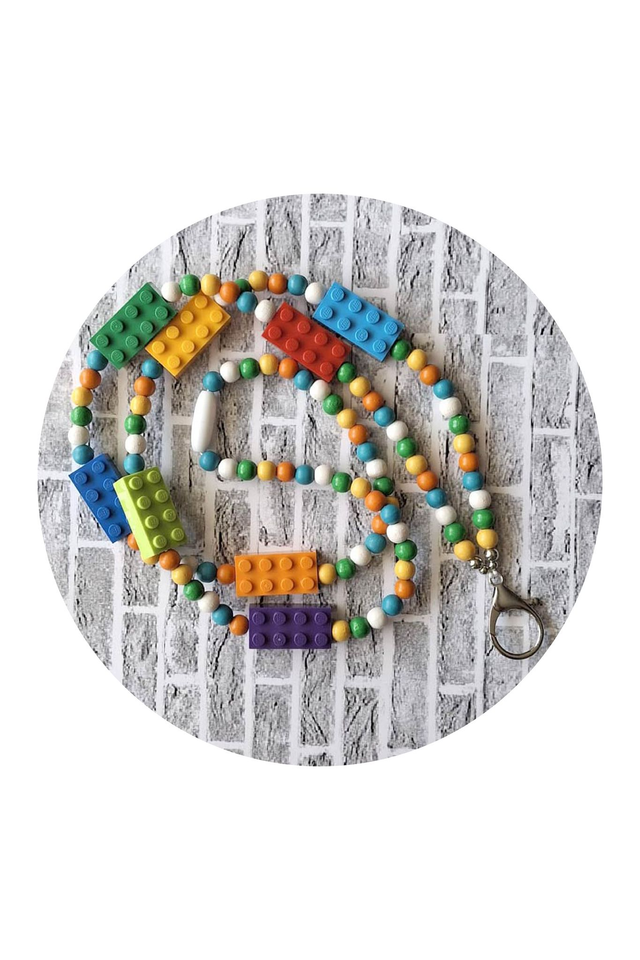 Ordinary beads &amp; bricks lanyard Yellow/green/white/blue