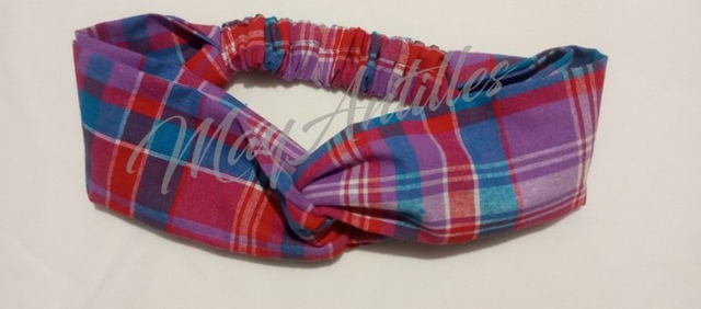 Turban croisé teinte rouge/bleu/violet