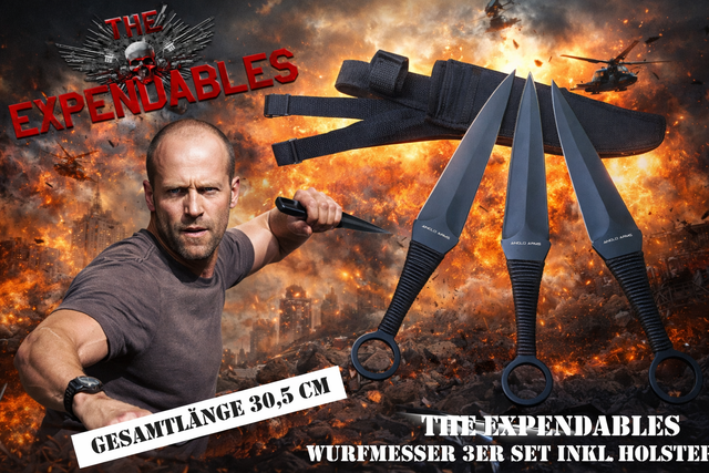 NEU Expendables 3er Set Wurfmesser Kunai für Sammler Movie Film Serien Sylvester Stallone Jason Statham Fans