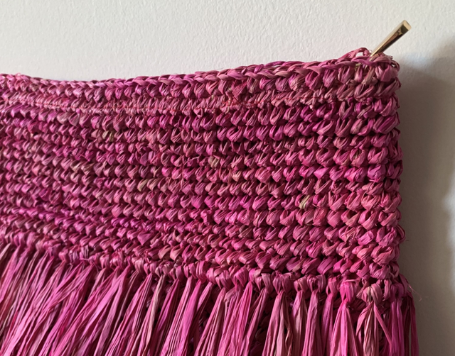 Pochette en raphia rose| Raffia Straw Clutch - Pink
