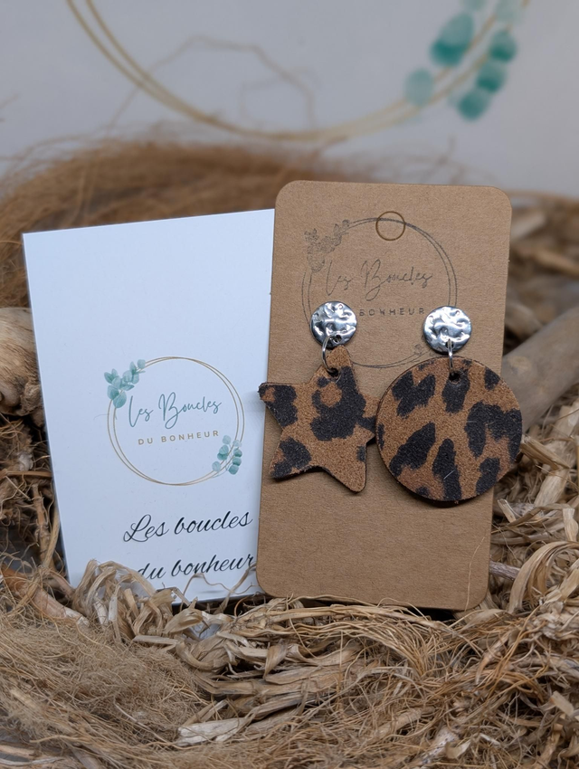 Boucles d'oreilles Asymétrique léopard as050