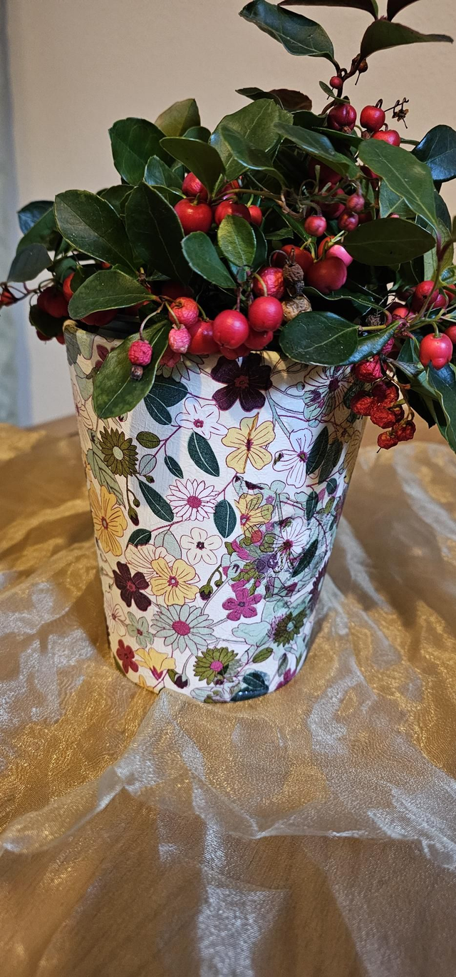 Decoupage FLOWERS Flower Pot 