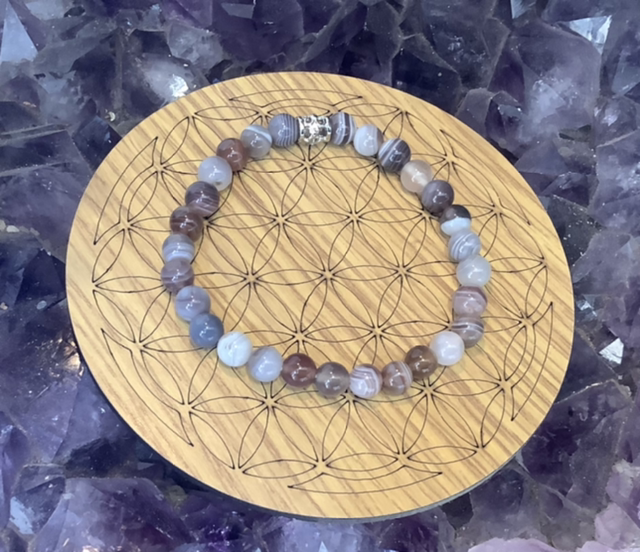Bracelet Agate Botswana perles de 6 mm