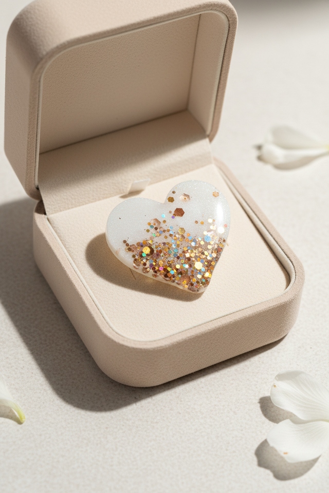 Broche Cœur bombé- Collection Nacré pétillant 