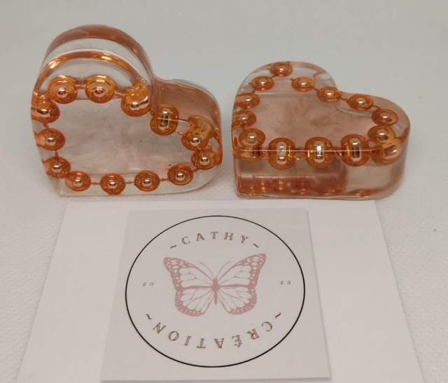 Lot de 2 cœurs avec inclusion de perles 