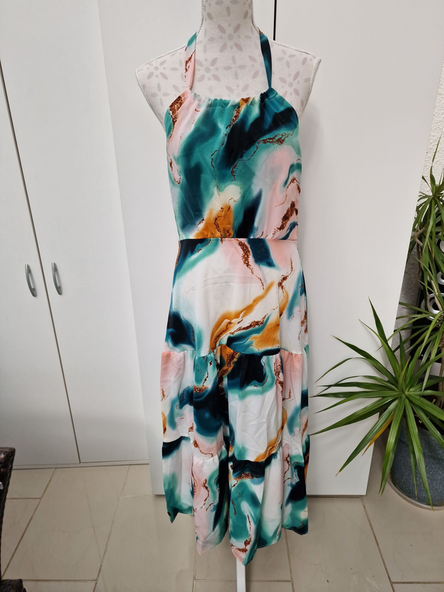 Robe Dos Nu Vert Multicolore Dégradé Taille M (38)