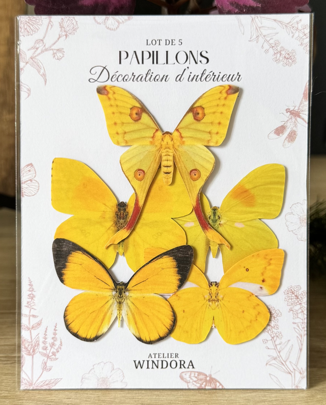 Lot de 5 Papillons Jaune | Décoratifs