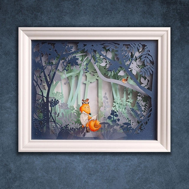 Shadow Box "Volpe - 2" con luce Led