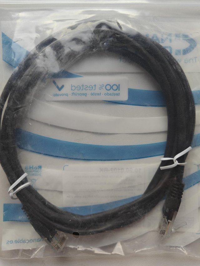 Musta Cat5e-verkkokaapeli 2m - NANOCABLE 