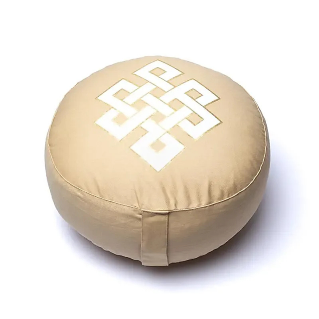 Coussin de méditation beige noeud infini