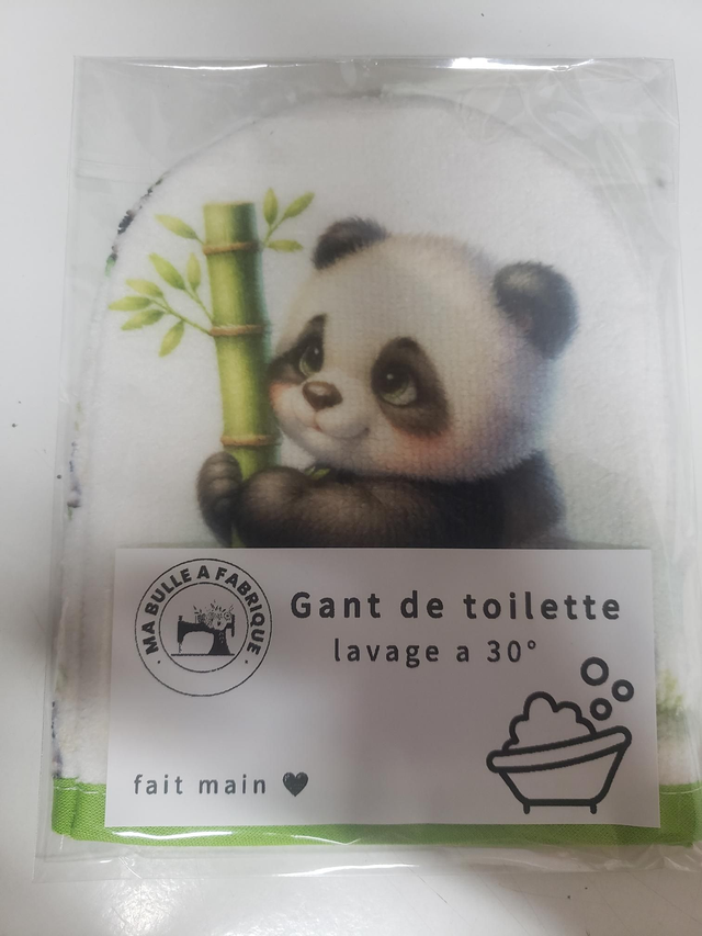 Gant de toilette panda artisanale 