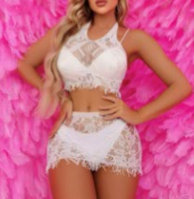 Conjunto Blanco Top Y Falda de Encaje