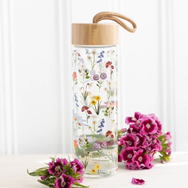 GLASS WILDFLOWER WATER BOTTLE