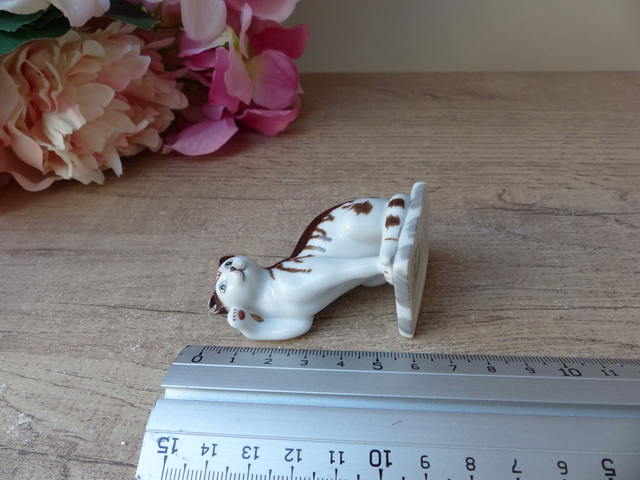 Figurine Miniature Chat en Céramique Collection Franklin Mint Vintage 1988, figurine Chat Style Allemand