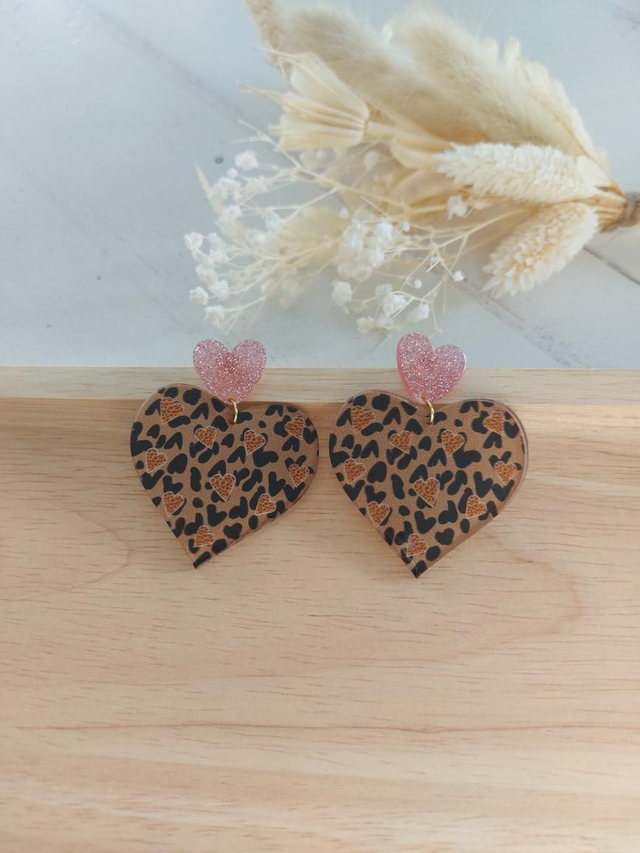 Boucles d&#039;oreilles Ilona paillettes rose