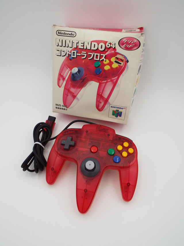 Nintendo 64 N64 Transparent Red Controller In Box Official