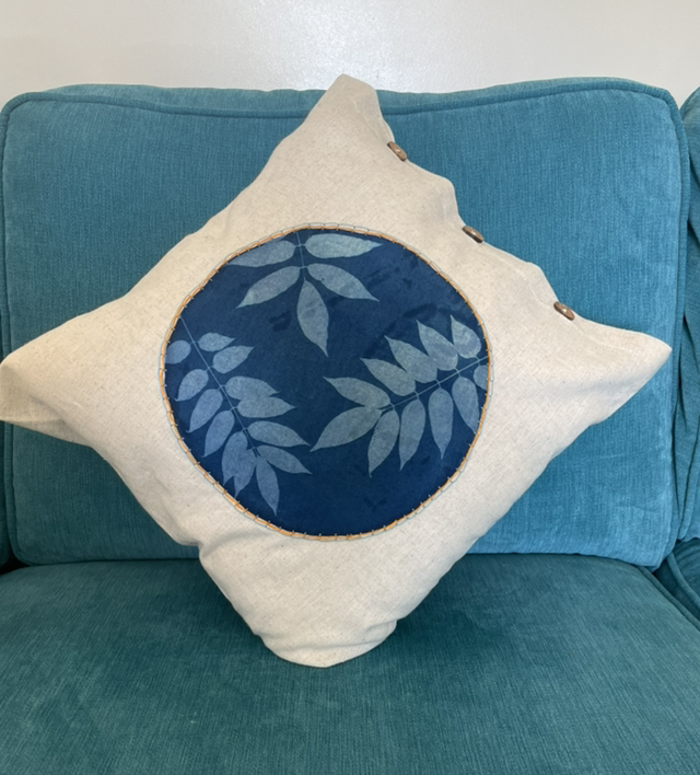 Wisteria Leaves Cyanotype Cushion Cover