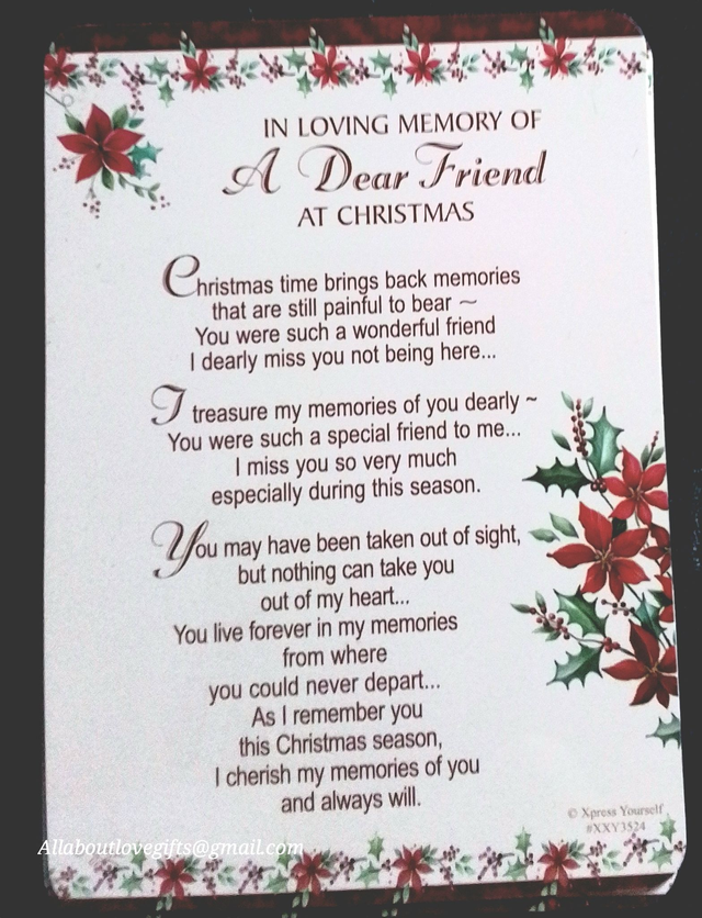 Christmas Verse Graveside, Memorial, Funeral, Remembrance, Cemetery Cards.
