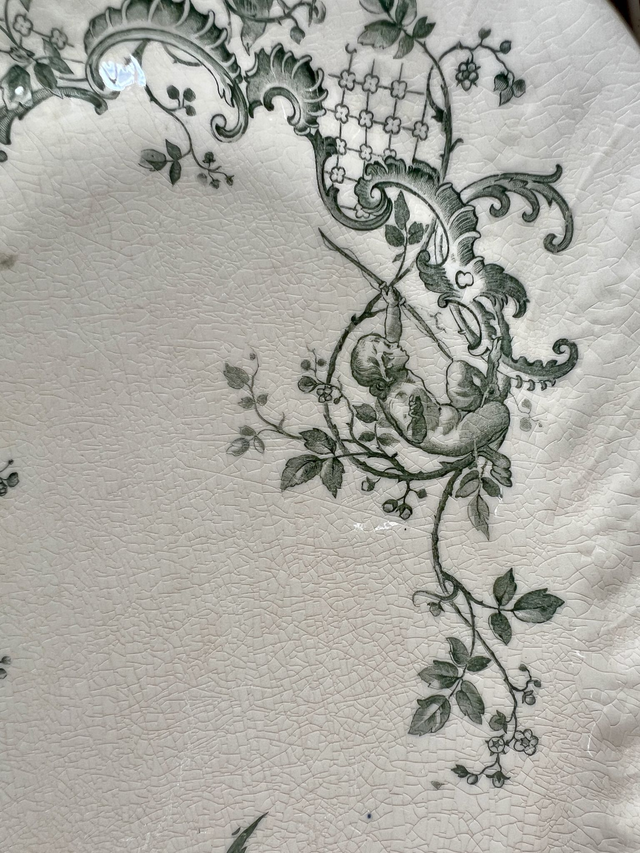 LAUZUN - Grand plat ovale modèle Lauzun signé Gien - Terre de Fer