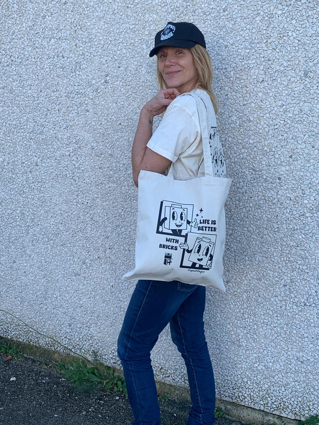 Totebag - Sac en tissu &quot;Life is Better with bricks&quot;
