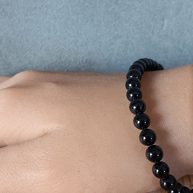 Bracelet ajustable en Tourmaline noire