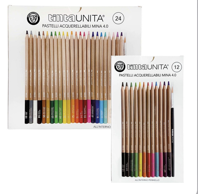 CONFEZIONE da 12, 24 PASTELLI TINTA UNITA ACQUERELLABILI
