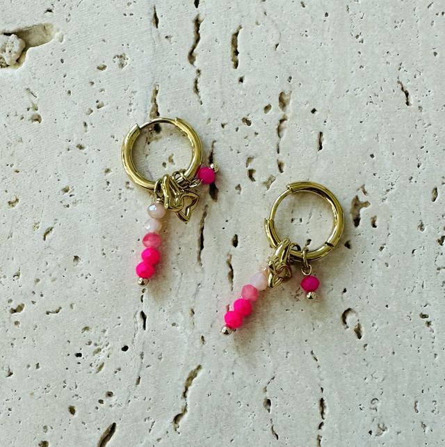 Oorbellen vlinder roze goud 