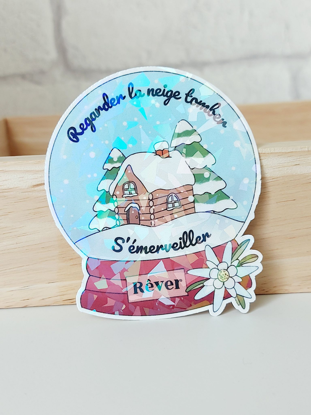 Stickers illustrés "Regarder la neige tomber"| Autocollants colorés à l’unité 