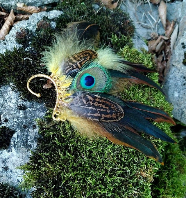 Tour d'oreille plumes longues colorées (plusieurs modèles disponibles)