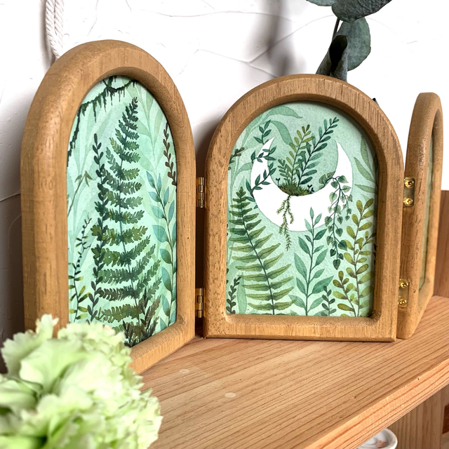 Triptyque fougères - aquarelles originales encadrées