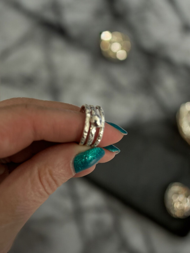 Stacking Rings - 1 nugget ring and 2 thin hammered rings